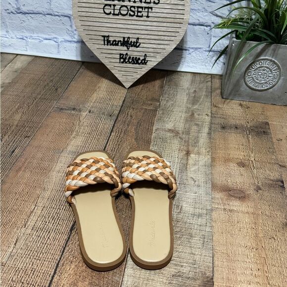 Madewell The Suzi Slide Puffy Woven Sandals Shoes size 8.5 M Leather - Picture 9 of 10